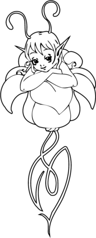 Cute Elf Girl Coloring Page